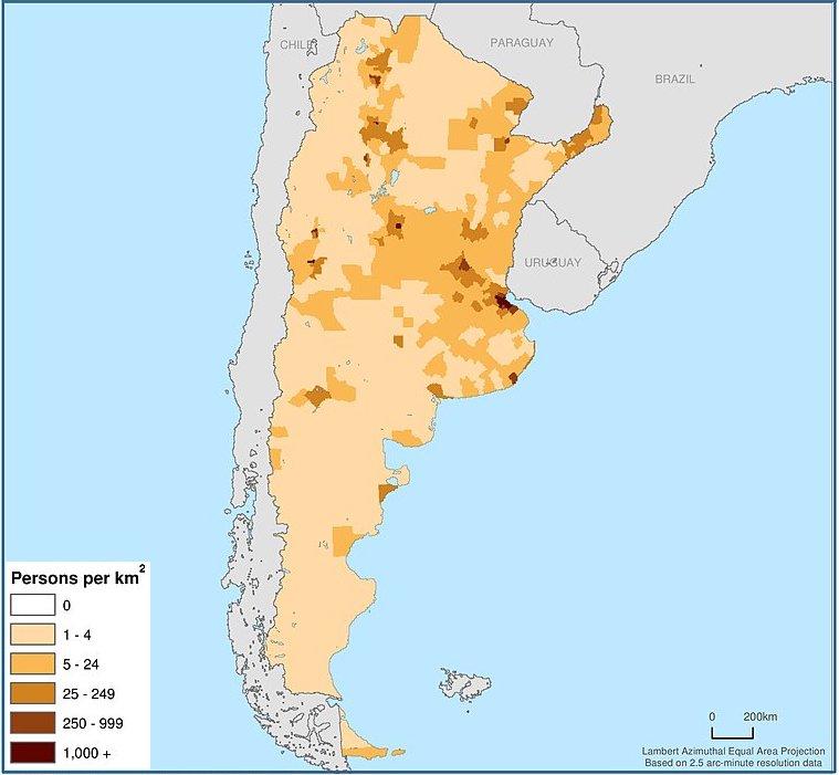 Map of Argentina population population density and structure of