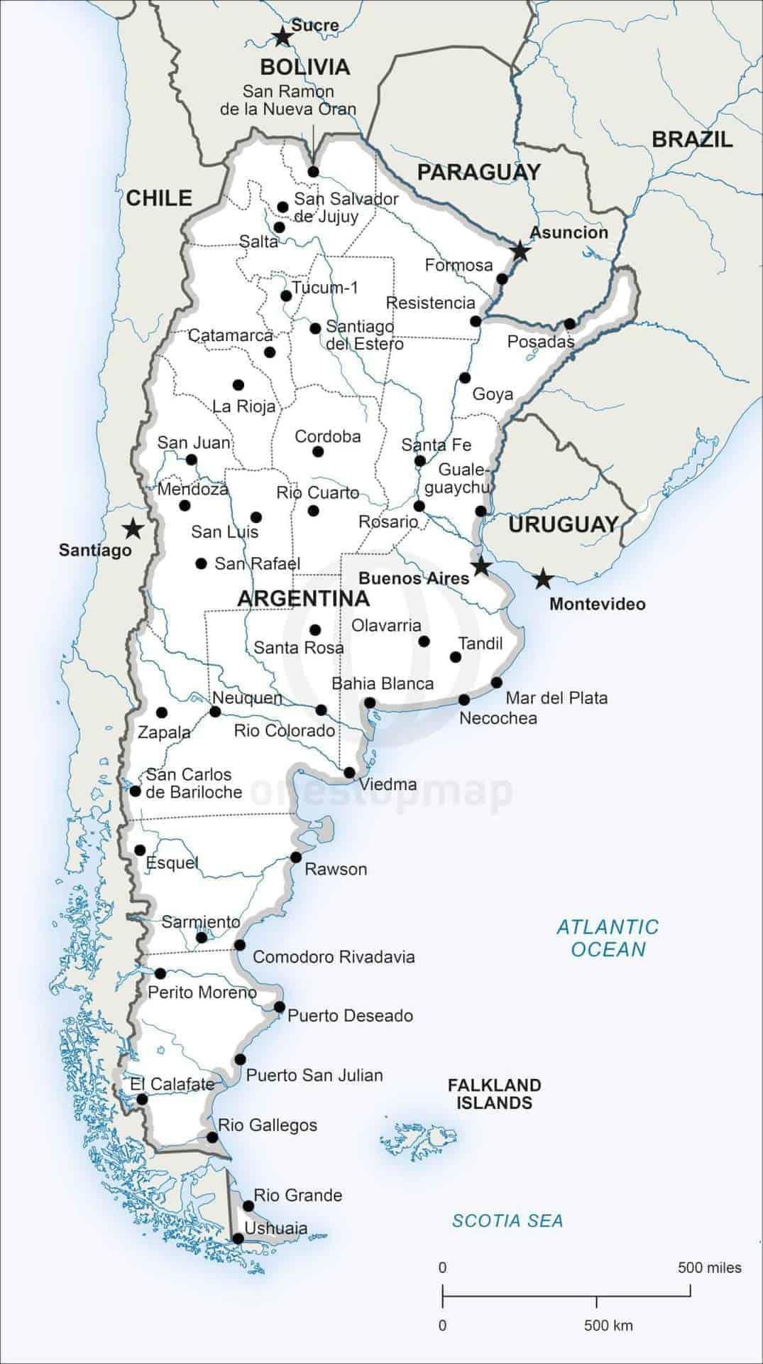 Map Of Argentina With Major Cities 