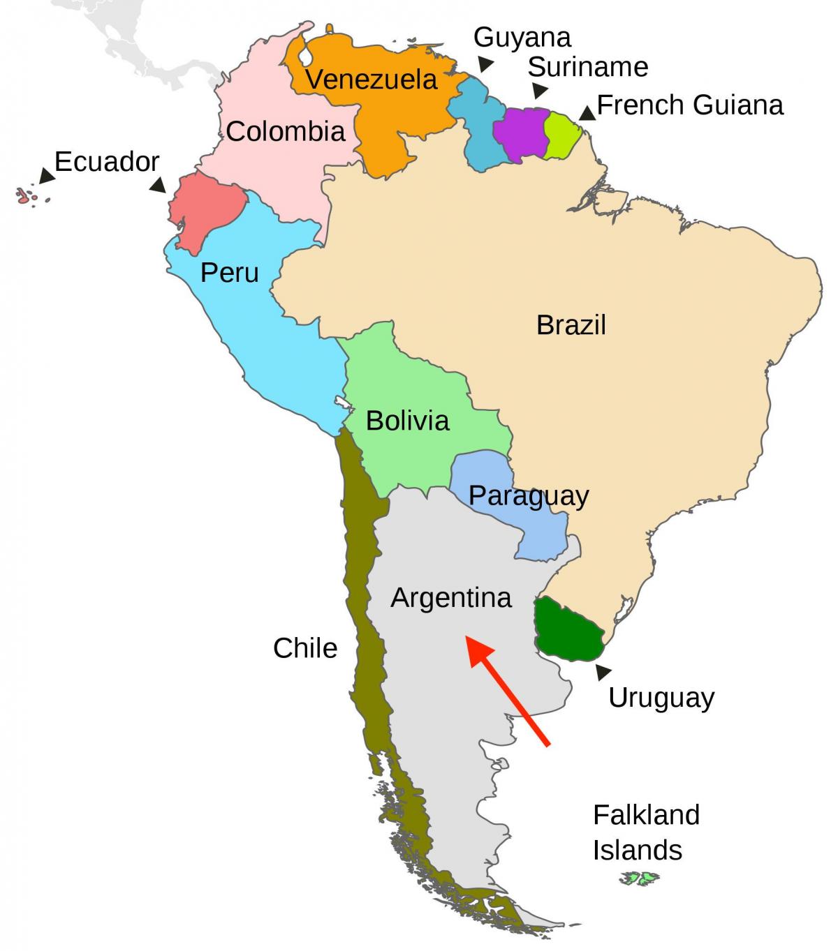 Argentina location on the South America map